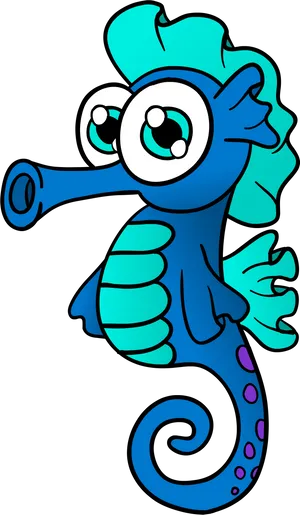 Colorful Cartoon Seahorse PNG Image