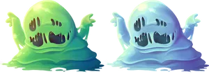 Colorful Cartoon Slimes PNG Image