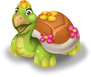 Colorful Cartoon Tortoise PNG Image