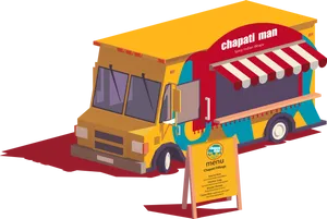 Colorful Chapati Man Food Truck Illustration PNG Image