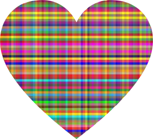 Colorful Checkered Heart Pattern PNG Image