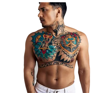 Colorful Chest Tattoo Images Png Mwr PNG Image