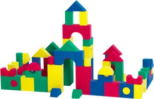 Colorful Childrens Block Castle PNG Image