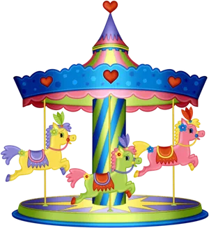 Colorful Childrens Carousel Illustration PNG Image