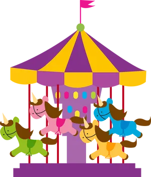 Colorful Childrens Carousel Illustration PNG Image