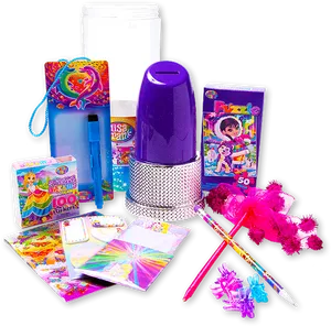 Colorful Childrens Stationery Collection PNG Image