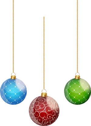 Colorful Christmas Balls Hanging PNG Image