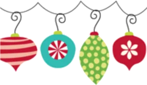 Colorful Christmas Ornaments Vector PNG Image