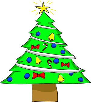 Colorful Christmas Tree Cartoon PNG Image