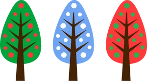 Colorful Christmas Trees Clipart PNG Image