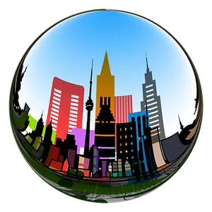 Colorful Cityscape Fisheye View PNG Image
