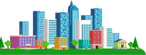 Colorful Cityscape Vector Illustration PNG Image
