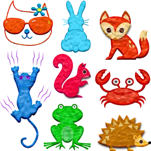 Colorful Clay Animal Collage PNG Image