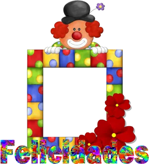 Colorful Clown Photo Frame Felicidades PNG Image