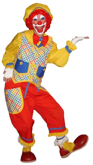 Colorful Clown Presentation Pose PNG Image