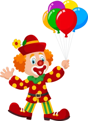 Colorful Clownwith Balloons PNG Image