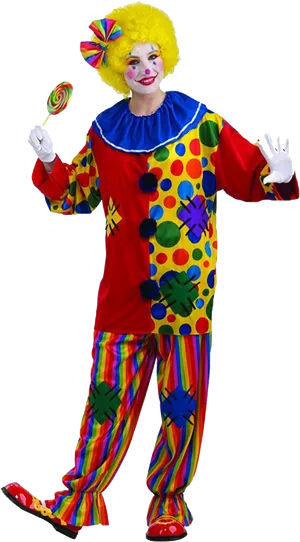 Colorful Clownwith Lollipop PNG Image