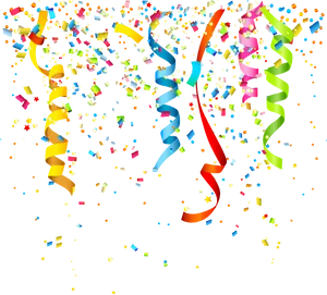 Colorful Confettiand Streamers PNG Image