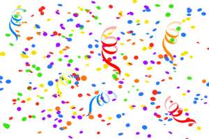 Colorful Confettiand Streamerson Black Background PNG Image