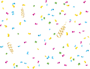 Colorful Confettiand Streamerson Black Background PNG Image