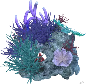 Colorful Coral Reef Illustration PNG Image