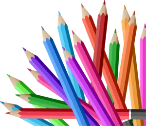 Colorful Crayons Fan Out Black Background PNG Image