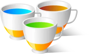 Colorful Cupswith Liquids PNG Image