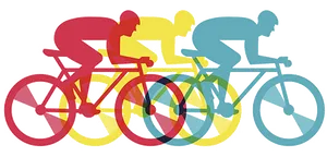 Colorful Cyclists Racing Graphic PNG Image