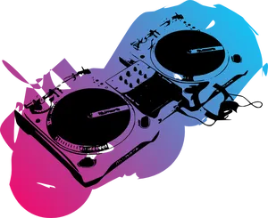 Colorful D J Turntable Graphic PNG Image