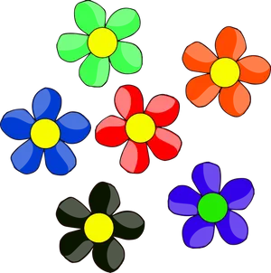 Colorful Daisy Flowers Vector Illustration PNG Image