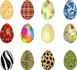 Colorful Decorated Easter Eggs Collection PNG Image