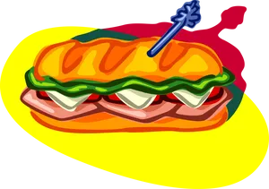 Colorful Deli Sandwich Illustration PNG Image