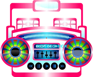 Colorful Digital Boombox Illustration PNG Image