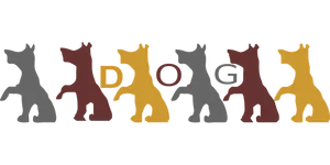 Colorful Dog Silhouettes Spelling Word PNG Image