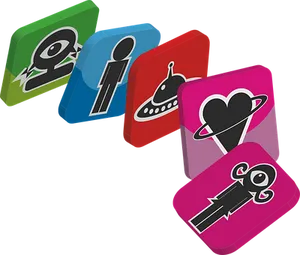 Colorful Dominoes With Symbols PNG Image