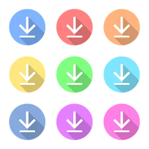 Colorful Download Icons Set PNG Image