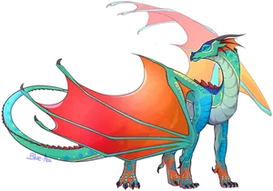 Colorful Dragon Illustration Wings Of Fire PNG Image