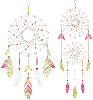 Colorful Dreamcatchers Illustration PNG Image