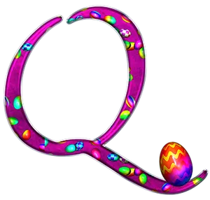 Colorful Easter Egg Letter Q PNG Image