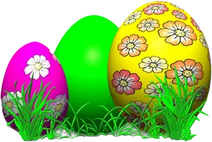 Colorful Easter Eggsin Grass PNG Image