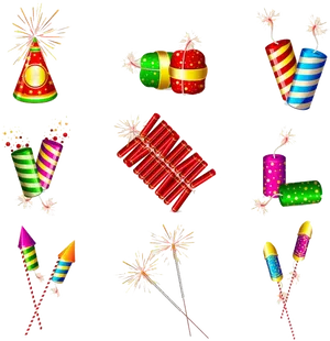 Colorful_ Firecrackers_ Collection_ Diwali PNG Image