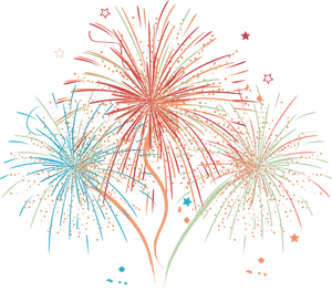 Colorful Fireworks Illustration PNG Image