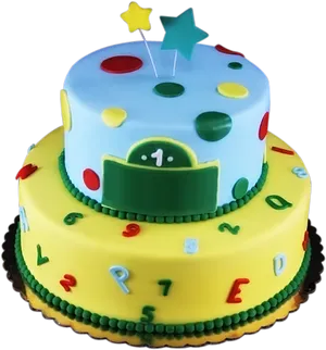 Colorful_ First_ Birthday_ Cake PNG Image