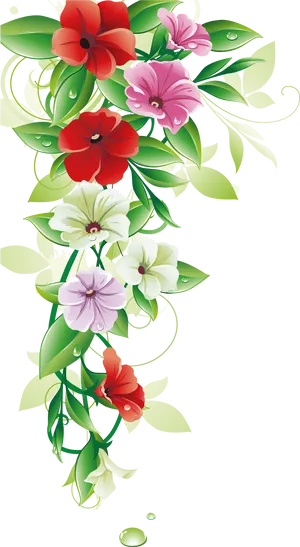 Colorful Floral Arrangement Graphic PNG Image