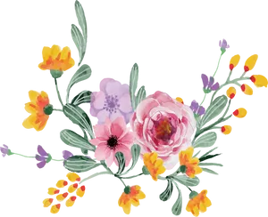 Colorful_ Floral_ Arrangement_ Illustration.png PNG Image