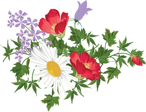 Colorful Floral Arrangement PNG Image