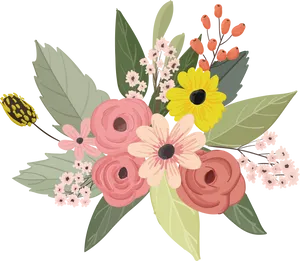 Colorful Floral Arrangement Watercolor PNG Image