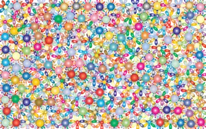 Colorful Floral Balls Pattern PNG Image