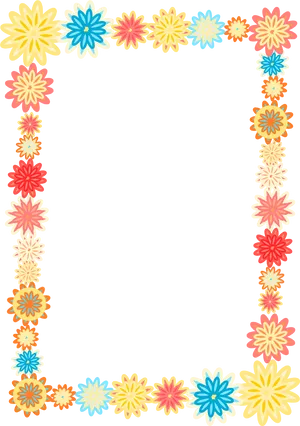 Colorful Floral Border Design PNG Image