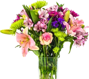 Colorful_ Floral_ Bouquet_in_ Vase.png PNG Image